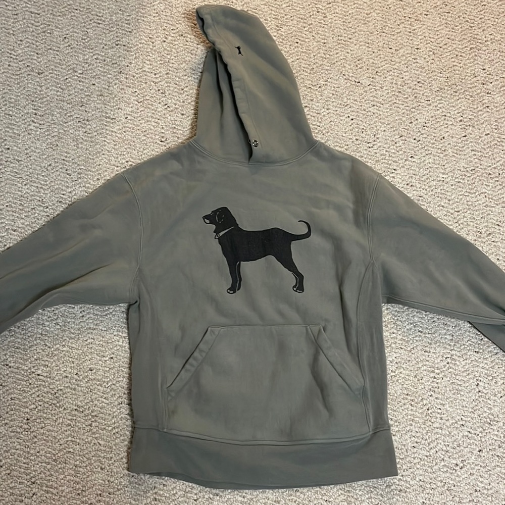 Adult small olive green black dog hoodie